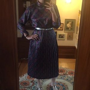 Vintage Midi Satin Paisley Dress